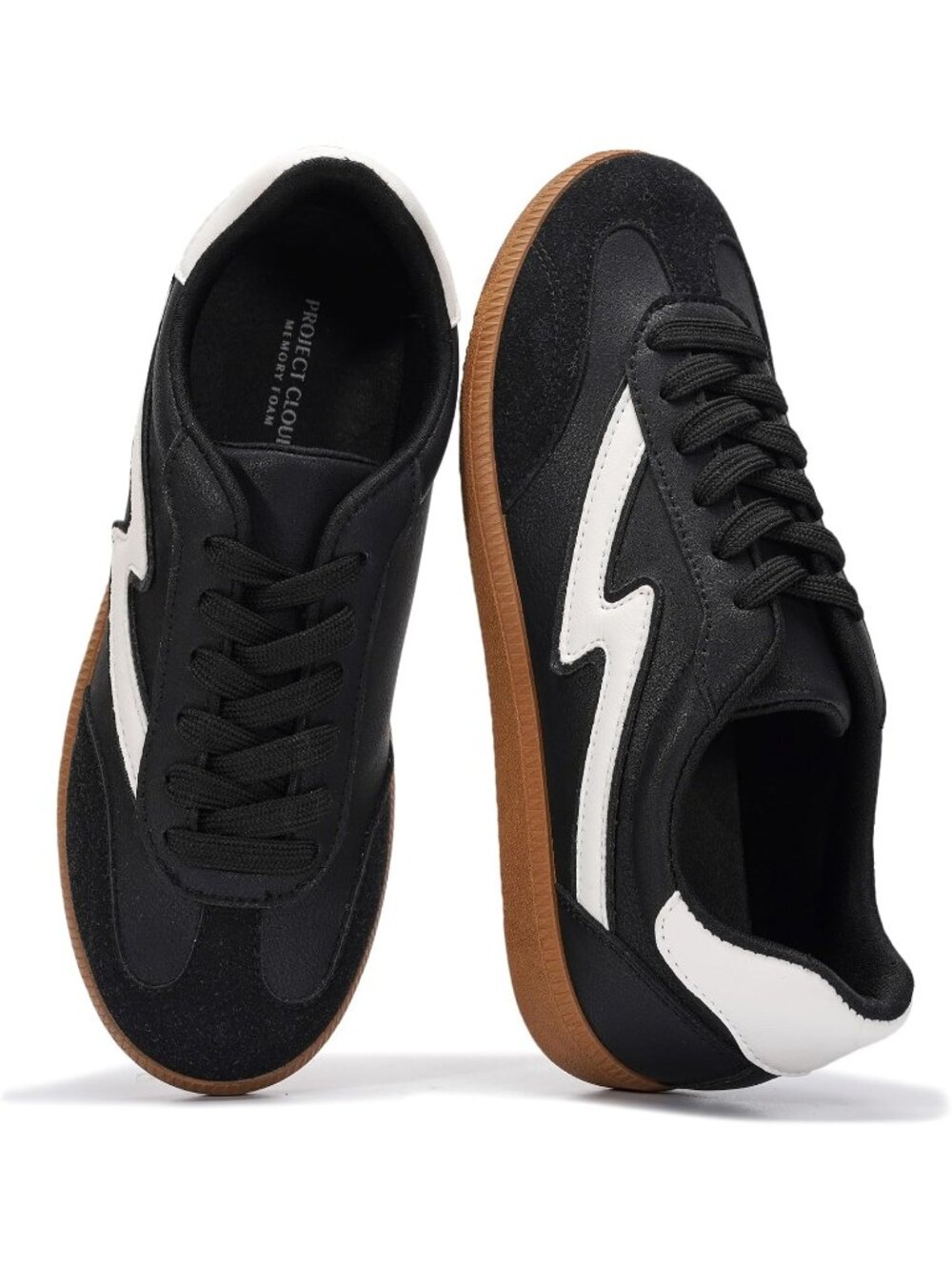 Project Cloud Women's Black Closed Toe Lace Up Comfortable Fashion Sneakers